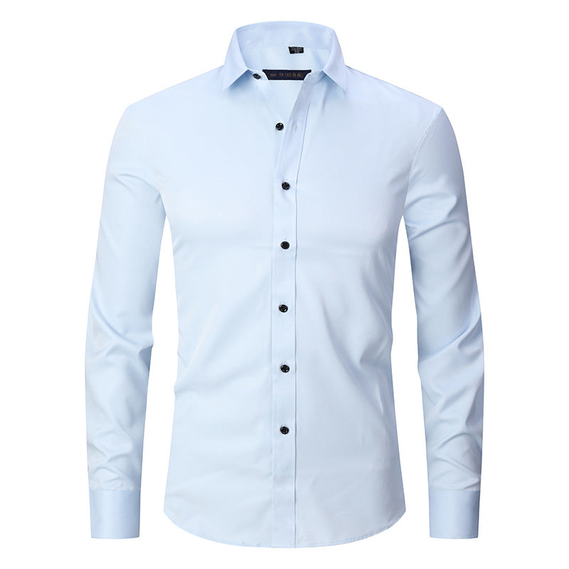 Men’s Slim Fit Long-Sleeve Elastic Shirt – Modern Casual Top