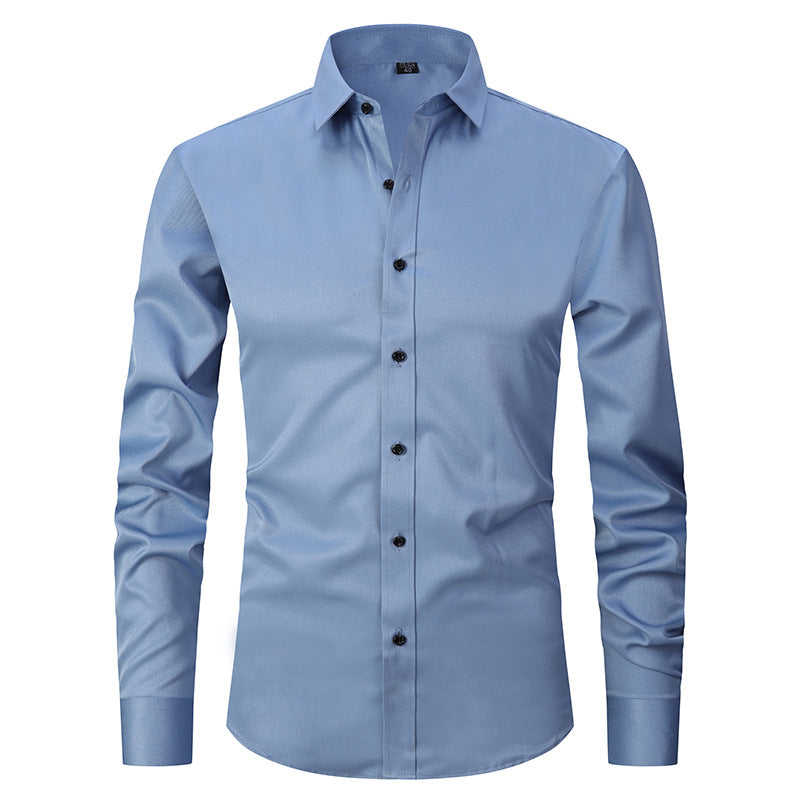 Men’s Slim Fit Long-Sleeve Elastic Shirt – Modern Casual Top