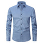 Men’s Slim Fit Long-Sleeve Elastic Shirt – Modern Casual Top