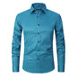 Men’s Slim Fit Long-Sleeve Elastic Shirt – Modern Casual Top
