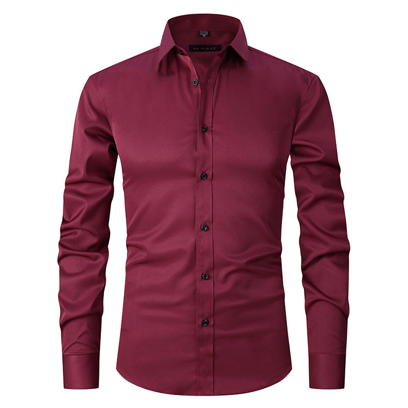 Men’s Slim Fit Long-Sleeve Elastic Shirt – Modern Casual Top