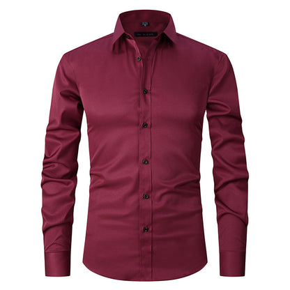 Men’s Slim Fit Long-Sleeve Elastic Shirt – Modern Casual Top