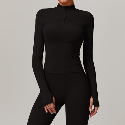 Autumn and winter quick drying long sleeved yoga clothes, outdoor training running T-shirts, sports fitness clothes, tops