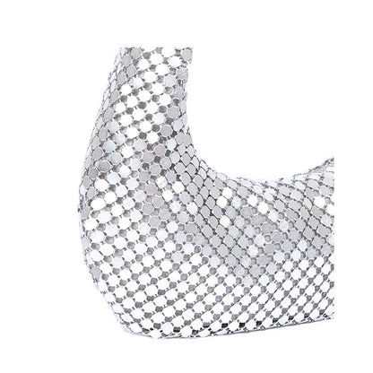 Women's Evening Bag Aluminum Sequin Armpit Bag with Zipper Lightweight Casual Handbag Party Sparkling Shoulder Mobile Phone Bag