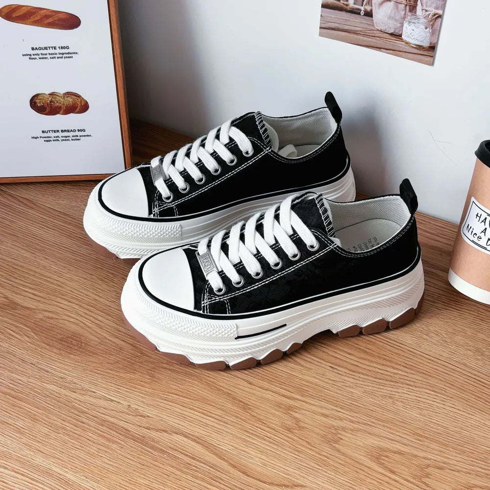 Lace-Up Canvas Platform Sneakers
