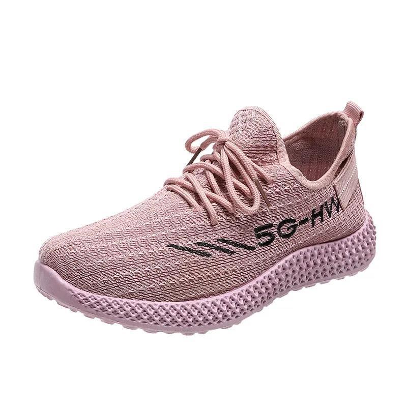 Fashionable running shoes with soft soles trendy fly woven mesh Korean version casual sports single shoes