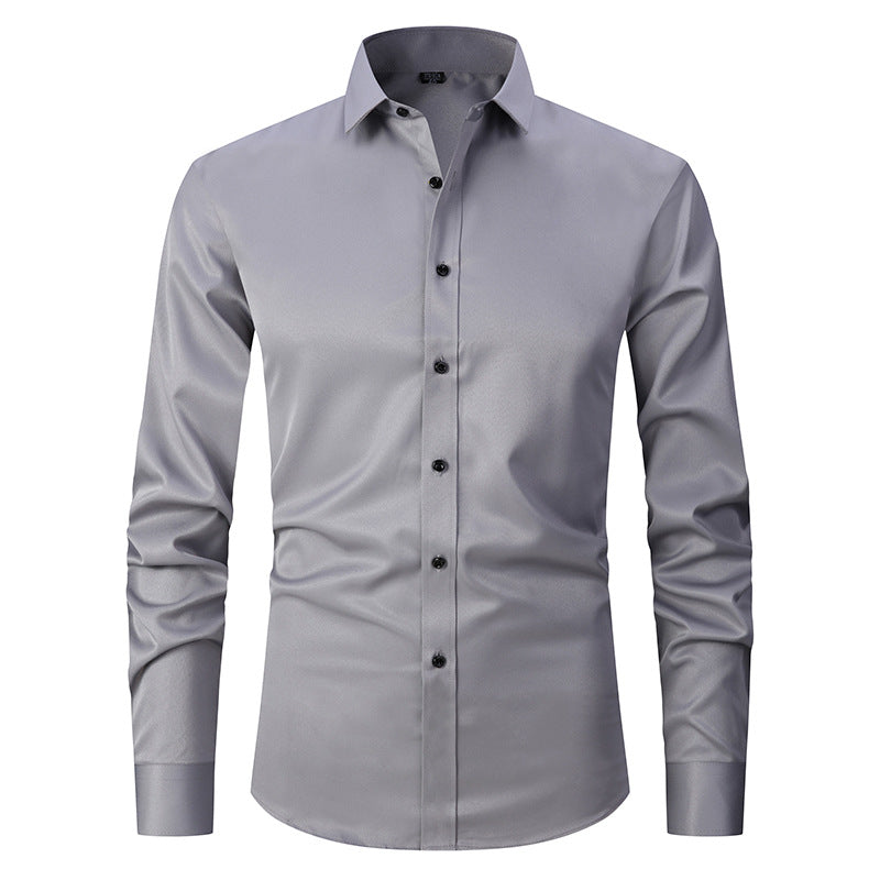 Men’s Slim Fit Long-Sleeve Elastic Shirt – Modern Casual Top