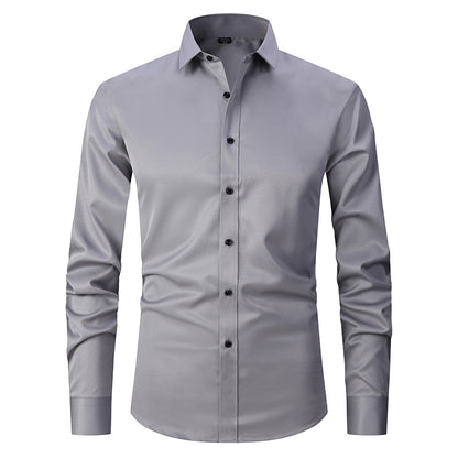Men’s Slim Fit Long-Sleeve Elastic Shirt – Modern Casual Top