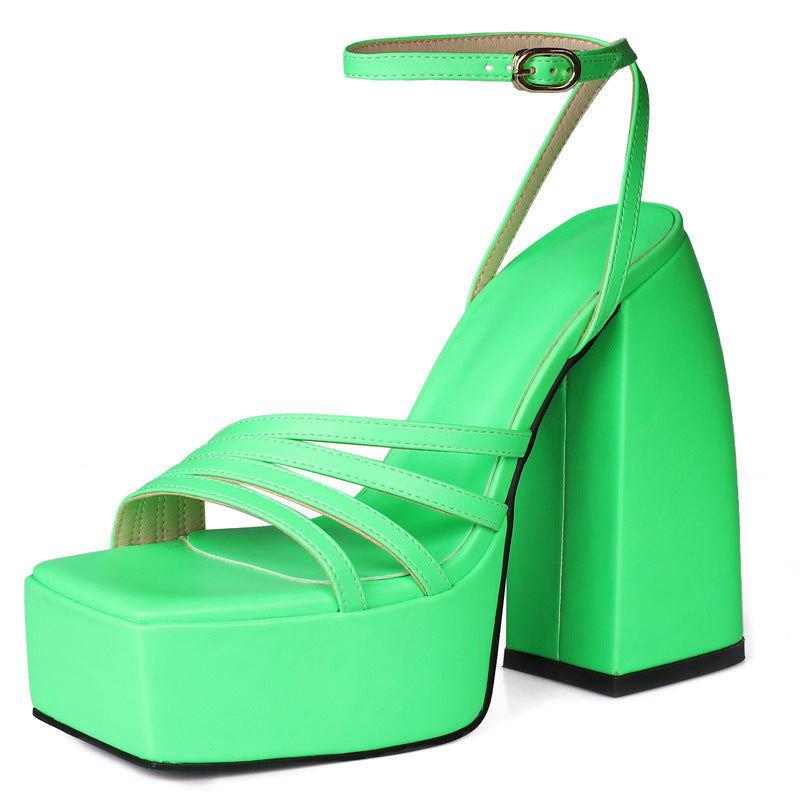 Summer Chunky High Heel Open Toe Sandals For Women Plus Size 40-46