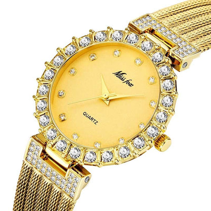 MISSFOX  Women Watches Luxury Brand Watch Bracelet Waterproof Big Lab Diamond Ladies Wrist Watches For Women Quartz Clock Hours