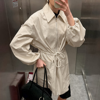 Elegant Waist Zip Coat