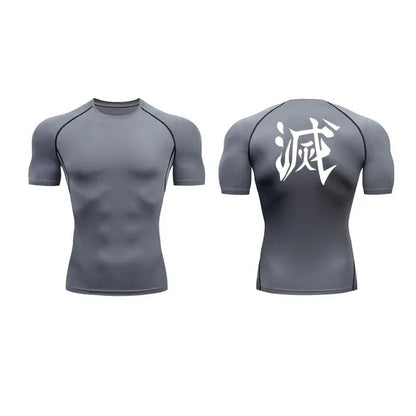 Demon Slayer Men’s Compression Tee – Quick-Dry Gym & Workout Top