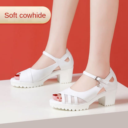 Genuine Leather Platform Sandals