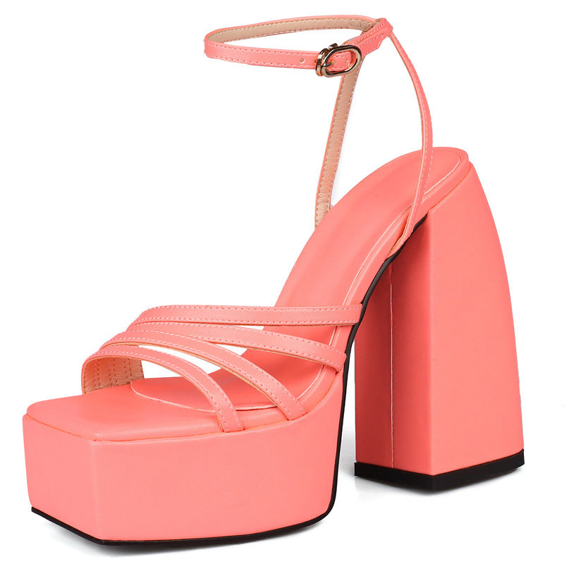 Summer Chunky High Heel Open Toe Sandals For Women Plus Size 40-46