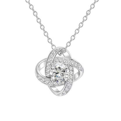 Eternal Heart Pendant Clavicle Necklace Cross-border Hot Sale Full Diamond Zircon Rotating Lucky Four-Leaf Clover Necklace