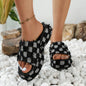 Raw Hem Plaid Platform Sandals