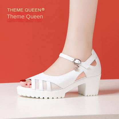 Genuine Leather Platform Sandals