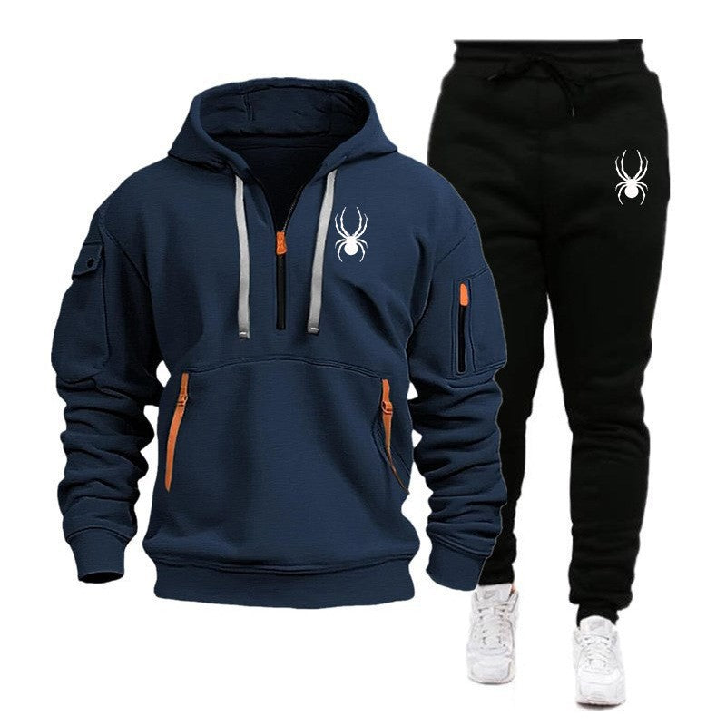 Men’s Printed Sports Hoodie & Pants Set – Casual Athletic Outfit