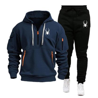Men’s Printed Sports Hoodie & Pants Set – Casual Athletic Outfit