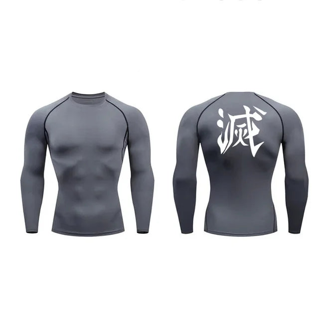 Demon Slayer Men’s Compression Tee – Quick-Dry Gym & Workout Top