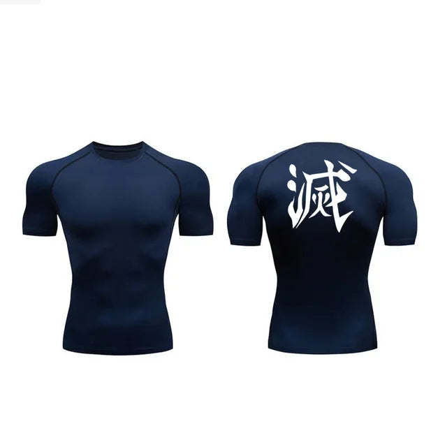 Demon Slayer Men’s Compression Tee – Quick-Dry Gym & Workout Top